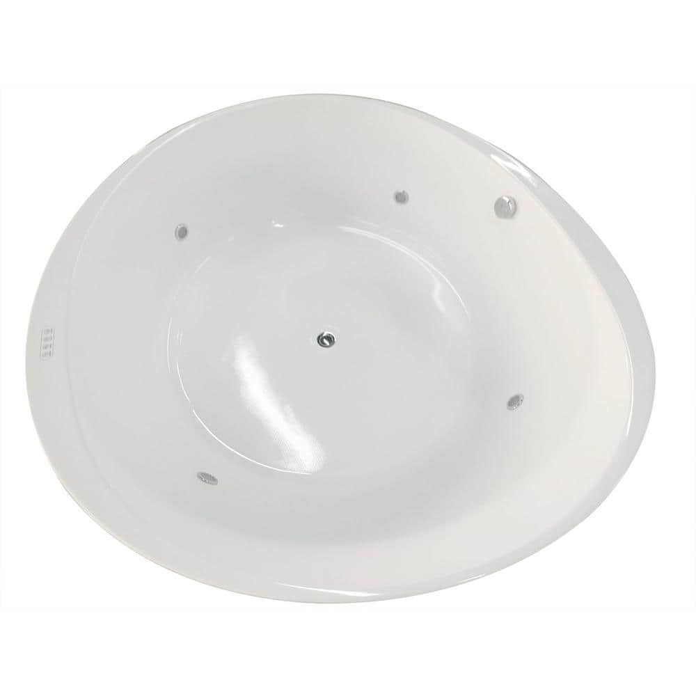 66'' Round White Acrylic Freestanding Air Bubble Bathtub