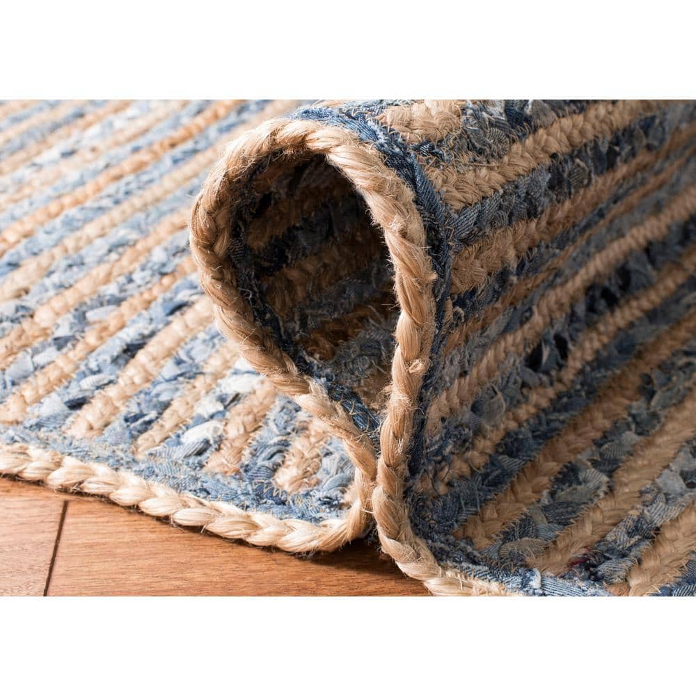 Cape Cod Natural and Blue Handmade Jute Area Rug 3'x5'