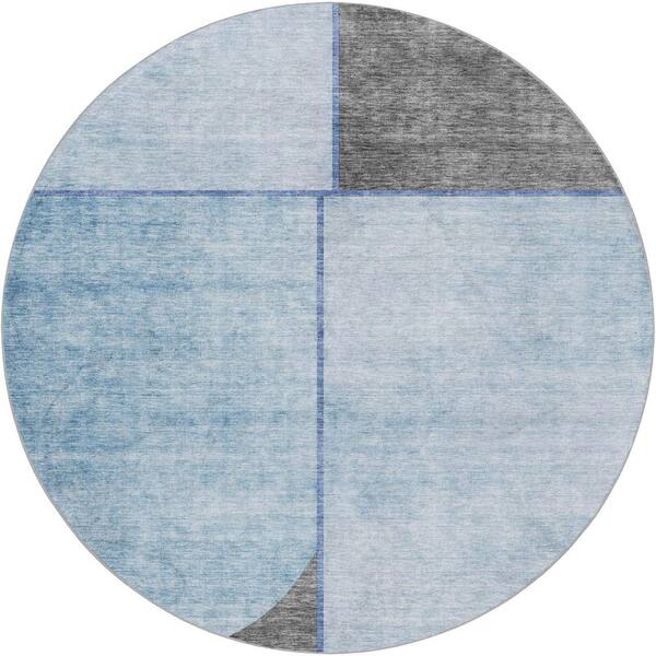 Dream Shag Premium Machine Washable Abstract ADS717 Sky 8 ft. x 8 ft. Round Rug