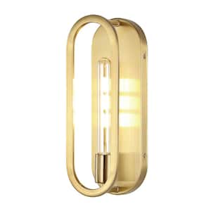 Emilia 4.75 in. 1-Light Brass Gold Modern Bohemian Iron LED Sconce
