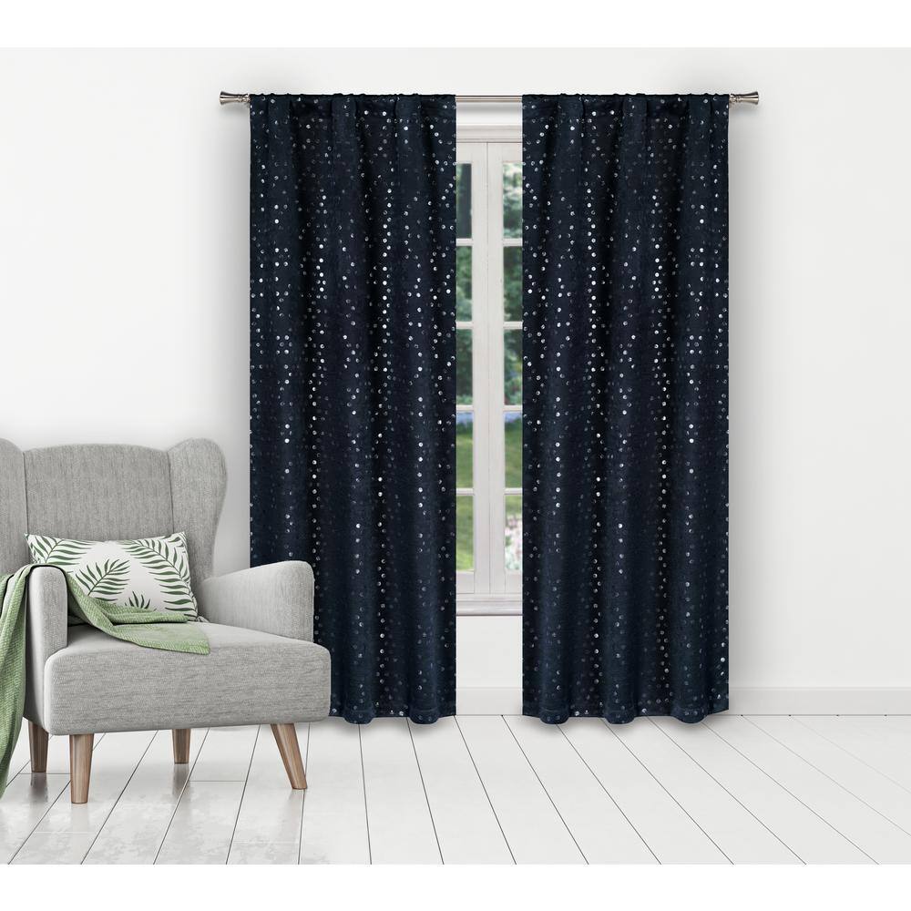 Margie 38 in. W x 84 in. L Polyester Window Panel in Indigo