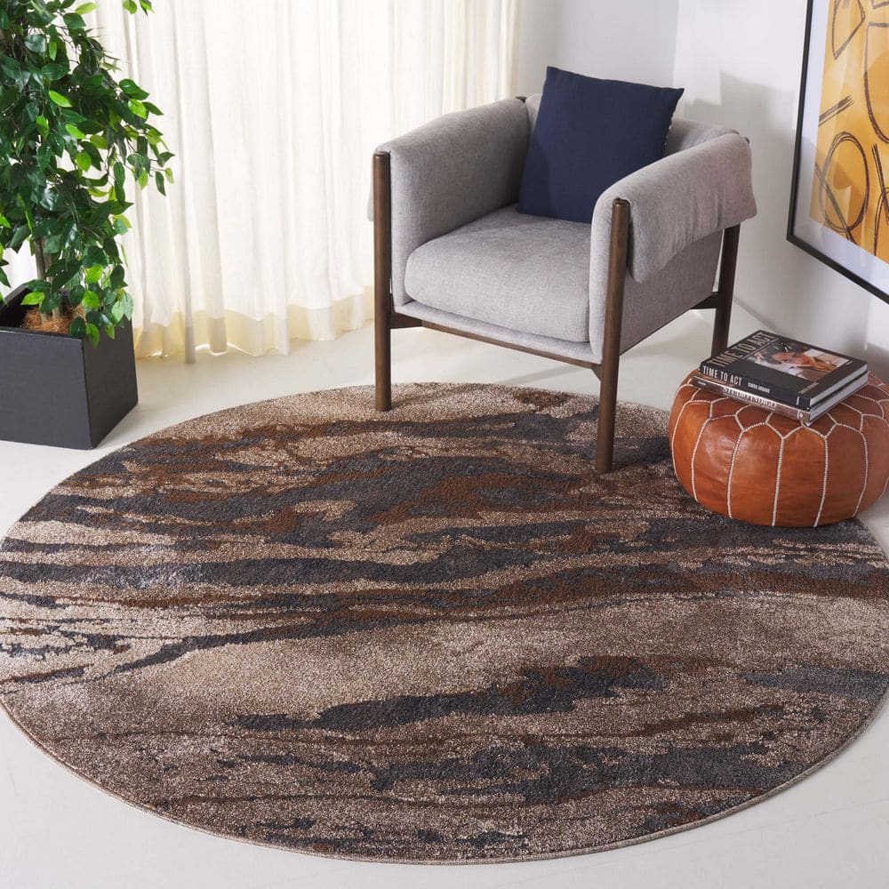 Pacific 5 ft. x 5 ft. Gray/Brown Monochrome Marble Round Area Rug price history on PriceWatchPro