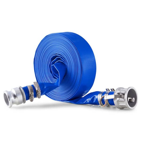 SKYSHALO Backwash Hose, 1.5 in. x 50 ft., Blue High Quality PVC Hose, with Clamps, Camlock, Aluminum Fittings, Fit Various Pumps