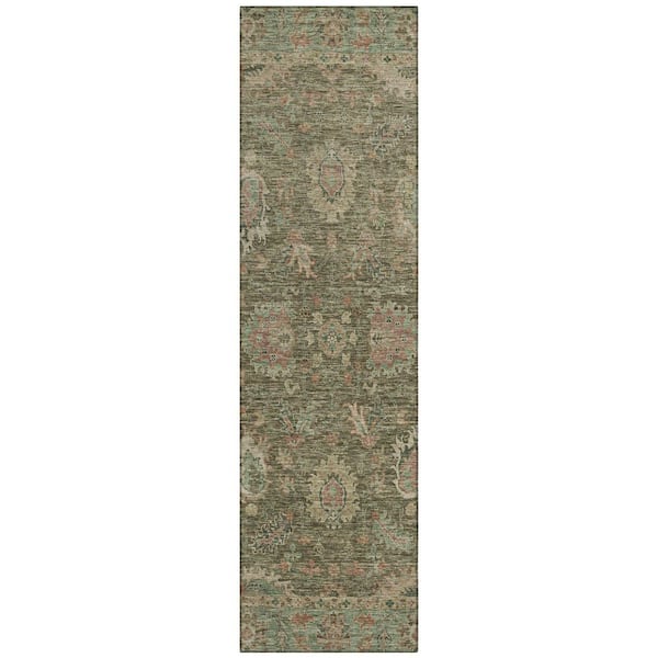 Chantille Machine Washable Indoor/Outdoor Abstract ACN2104 Olive 2 ft. 3 in. x 7 ft. 6 in. Runner Rug