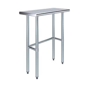 14 in. x 30 in. Stainless Steel Open Base Kitchen Utility Table : Metal Prep Table