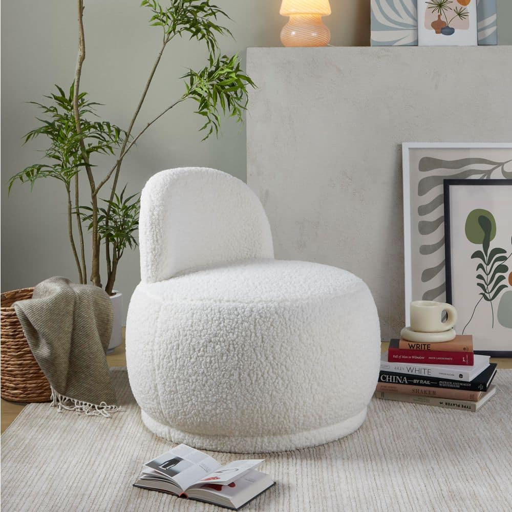 Kimi Contemporary Accent Chair in White Faux Shearling Fabric price history on PriceWatchPro