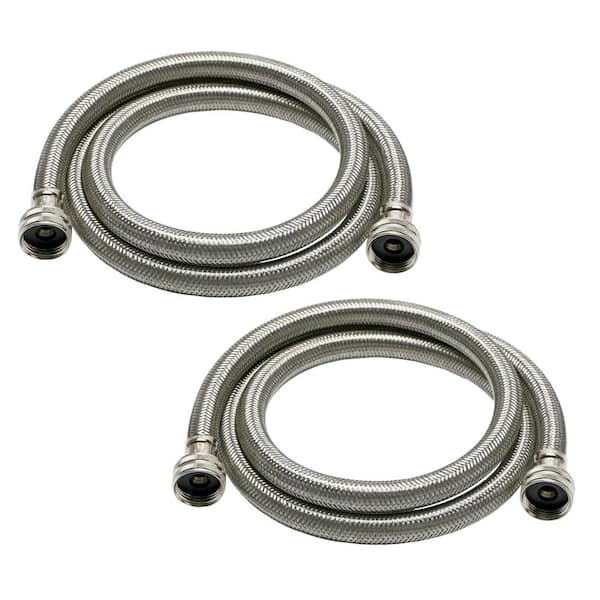 Universal 3/4 in. x 5 ft. Braided Stainless High Efficiency Washing Machine Hose (2-Pack)
