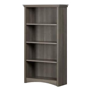 57.62 in. Gray Maple Faux Wood 4-shelf Standard Bookcase with Adjustable Shelves
