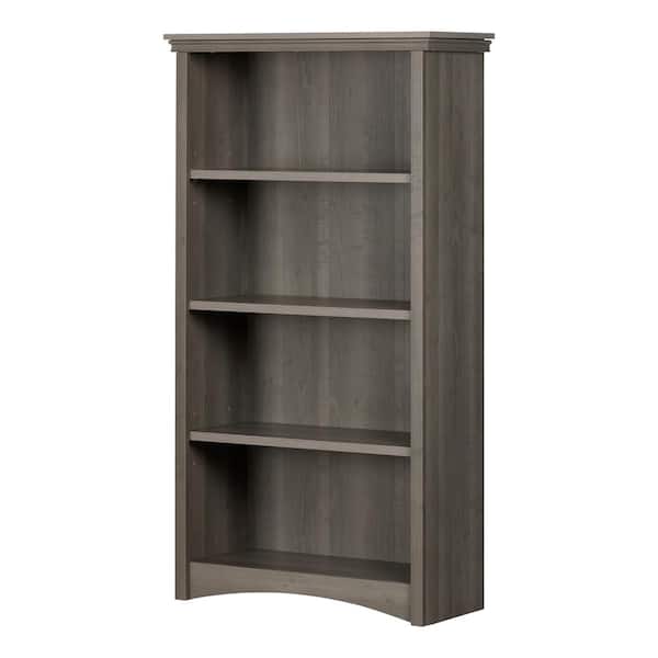 South Shore 57.62 in. Gray Maple Faux Wood 4-shelf Standard Bookcase with Adjustable Shelves