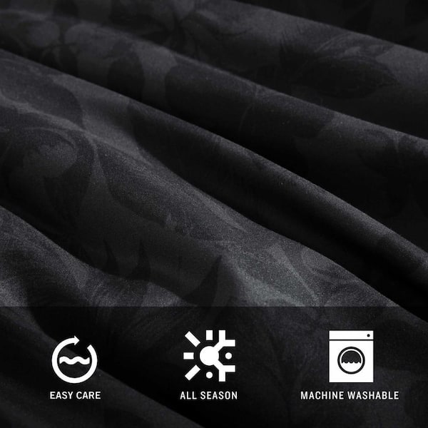 KENNETH COLE REACTION Silhouette Floral 4-Piece Black Microfiber