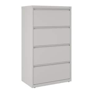 30 in. W 4-Drawer Light Gray Metal Lateral File Cabinet for Home and Office, Holds Letter, Legal and A4 Hanging Folders