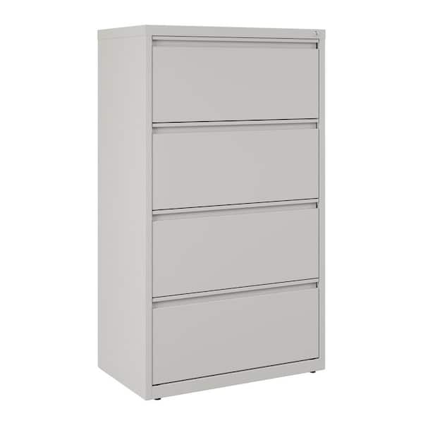 Hirsh 30 in. W 4-Drawer Light Gray Metal Lateral File Cabinet for Home and Office, Holds Letter, Legal and A4 Hanging Folders
