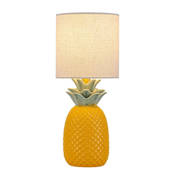 C Cattleya 16.25 in. Pineapple Ceramic Table Lamp with Linen Shade