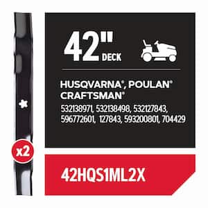 Riding Lawnmower Blades for 42 in. Deck, Fits Husqvarna and Craftsman Riding Mower, Set of 2 (42HQS1ML2X)