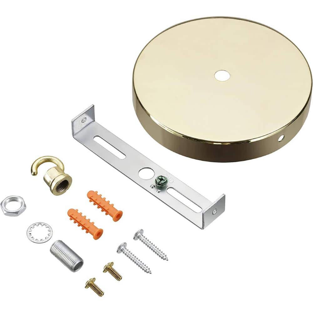 4-3/4 in. Dia with Hook and 7/16 in. Center Hole, Brass Finish, Chandelier 