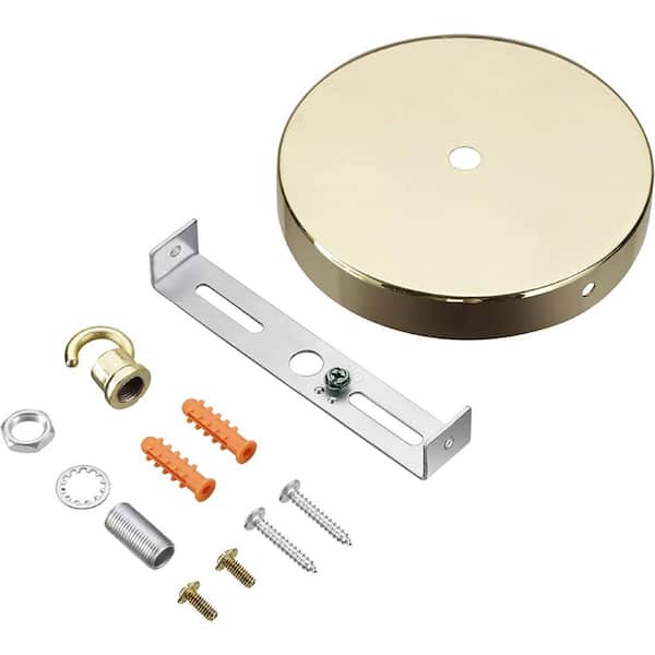 Unbranded 4-3/4 in. Dia with Hook and 7/16 in. Center Hole, Brass Finish, Chandelier Fixture Canopy Kit
