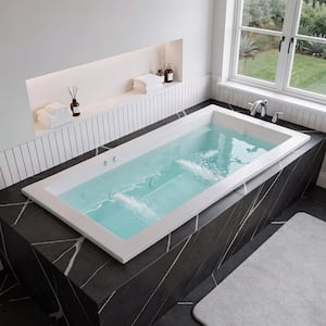 Sapphire Series 72 in. x 36 in. Rectangular Whirlpool Bathtub with Left Side Drain and V-Style Back Jets in Glossy White