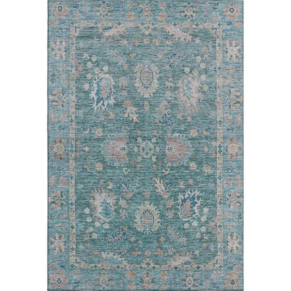Mayfield Premium Machine Washable Abstract AMF2104 Teal 10 ft. x 14 ft. Area Rug