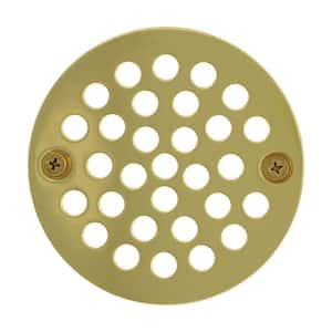 4-1/4 in. Round Stamped Replacement Coverall Strainer in PVD Polished Brass for Shower/Floor Drains