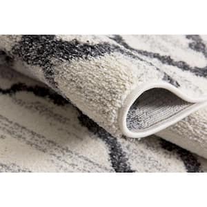 Nova White Grey 3 ft. 9 in. x 5 ft. 6 in. Modern Abstract Area Rug