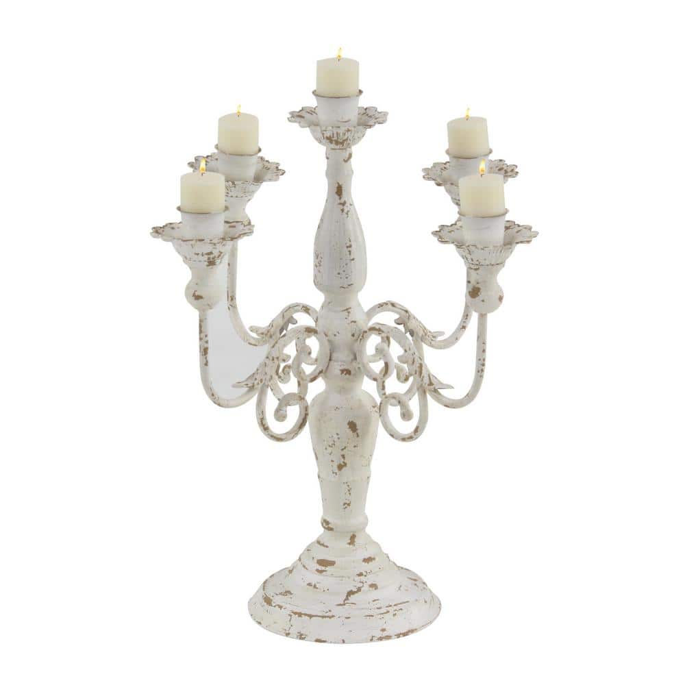 White Iron Ridge Embellished 5-Candle Candelabra