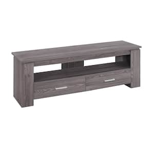 Jasmine 16 in. Gray Particle Board TV Stand with 2 Drawer Fits TVs Up to 43 in.