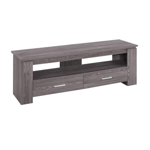 HomeRoots Jasmine 16 in. Gray Particle Board TV Stand with 2 Drawer Fits TVs Up to 43 in.