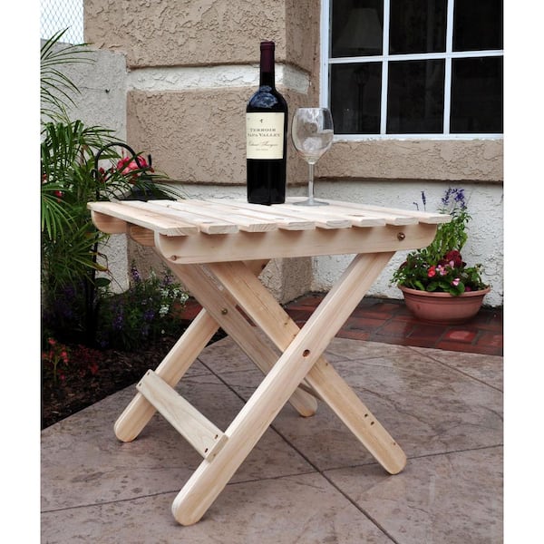 Adirondack Natural Square Wood Outdoor Side Folding Table