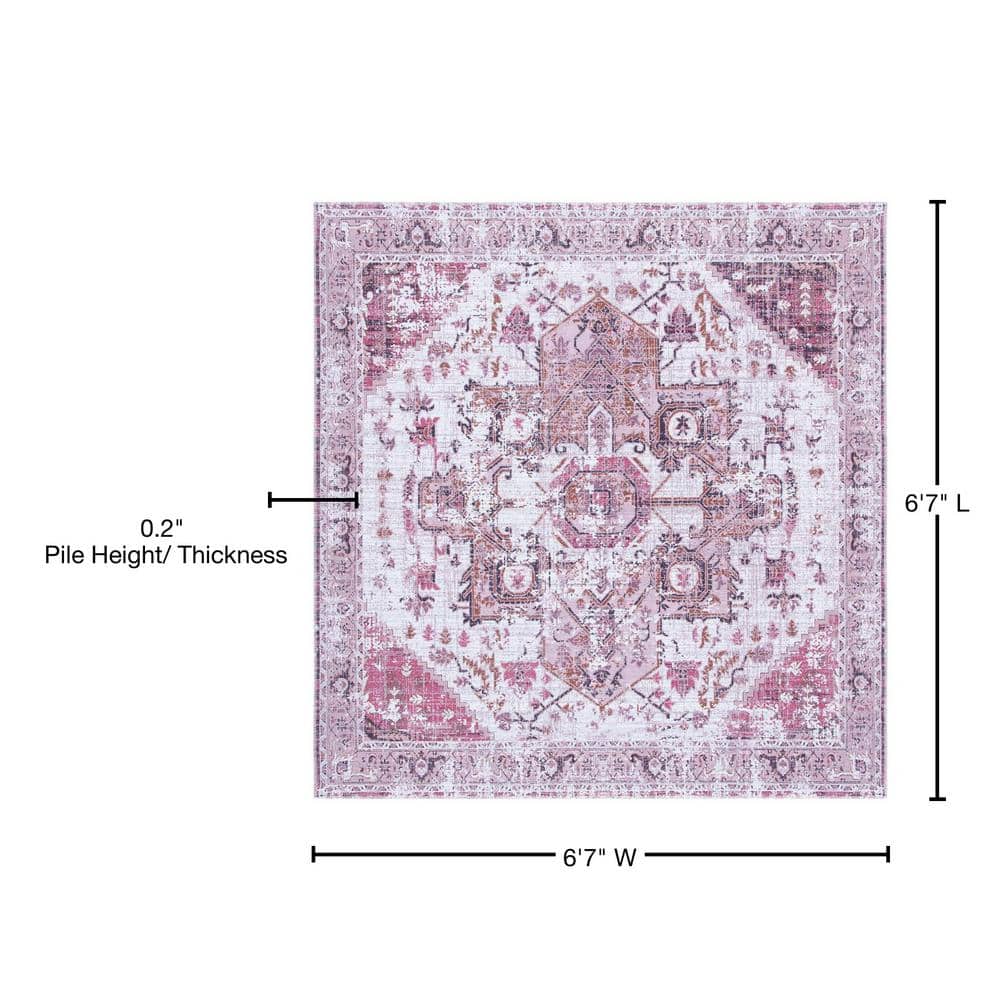 Ivory and Rust Hand-Knotted Washable Square Rug