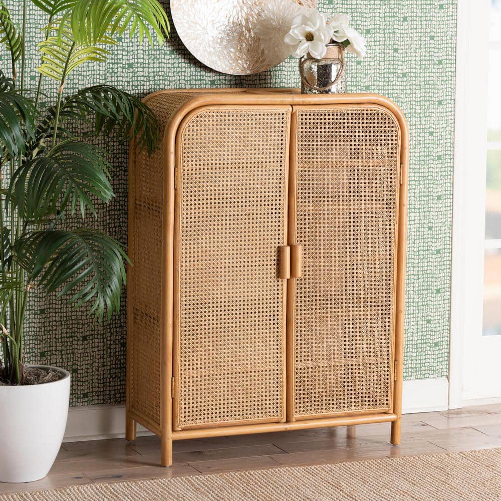 bali & pari Curacao Light Honey Rattan Storage Cabinet 243-13569