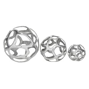 Silver Aluminum Geometric Sculpture (Set of 3)