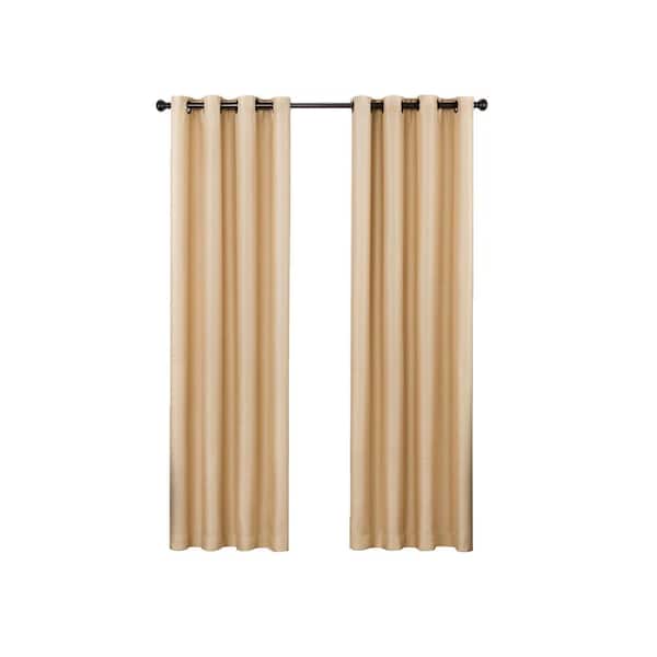 Eclipse Bryson Thermaweave Wheat Solid Polyester 52 in. W x 84 in. L Room Darkening Single Grommet Top Curtain Panel