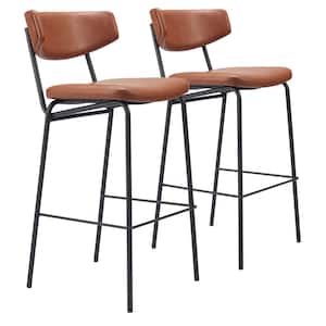 Charon 26.4 in. Open Back Plywood Frame Barstool with Faux Leather Seat - (Set of 2)