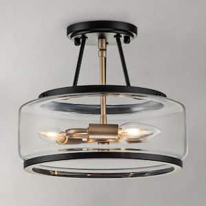 Kost 11.8 in. 3-Light Flush Mount Ceiling Lights with Clear Glass Shade