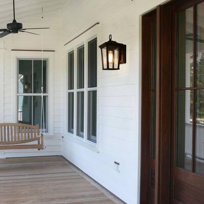 1-Light Outdoor Lantern Sconce Wall Light with Clear Glass for Patio or Porch