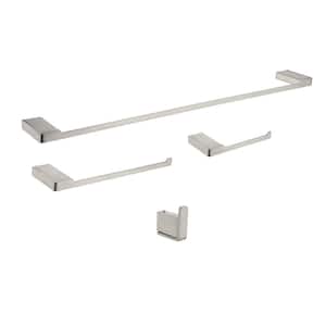 Stainless Steel 4 -Piece Bath Hardware Set Included Toilet Paper Holder in Brushed Nickel