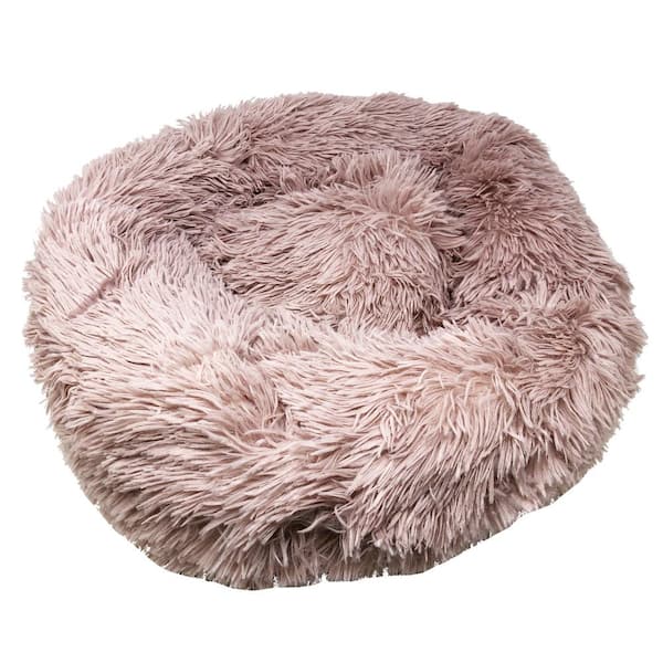 PET LIFE Medium Pink Nestler High-Grade Plush and Soft Rounded Dog Bed