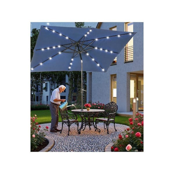7ft patio umbrella with solar lights 10FT Square Offset Cantilever 32 LED The umbrella with a two Outsunny 9ft x 7ft Solar