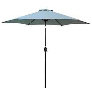 9 ft. Patio Market Umbrella Outdoor Waterproof Umbrella with Crank and Push Button Tilt in Frosty Green