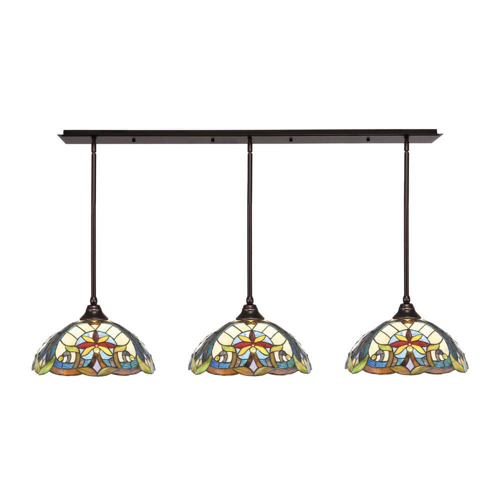 Livingston 100-Watt 3-Light Dark Granite Chandelier with 16 in. Earth Star 