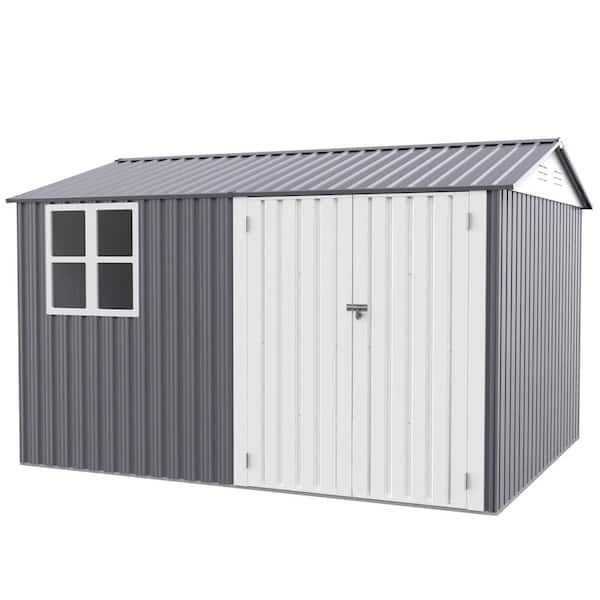 8 ft. W x 10 ft. D Metal Shed with Double Lockable Door for Backyard (80 sq. ft. )