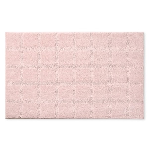 Ultra Plush Windowpane Solid Washable Blush 20 ft. x 32 ft. Bath Mat Rug