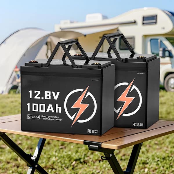 2 Pack 12V 100Ah LiFePO4 Battery Deep Cycle Lithium Iron Phosphate Battery for Solar Off-Grid Home Energy Storage