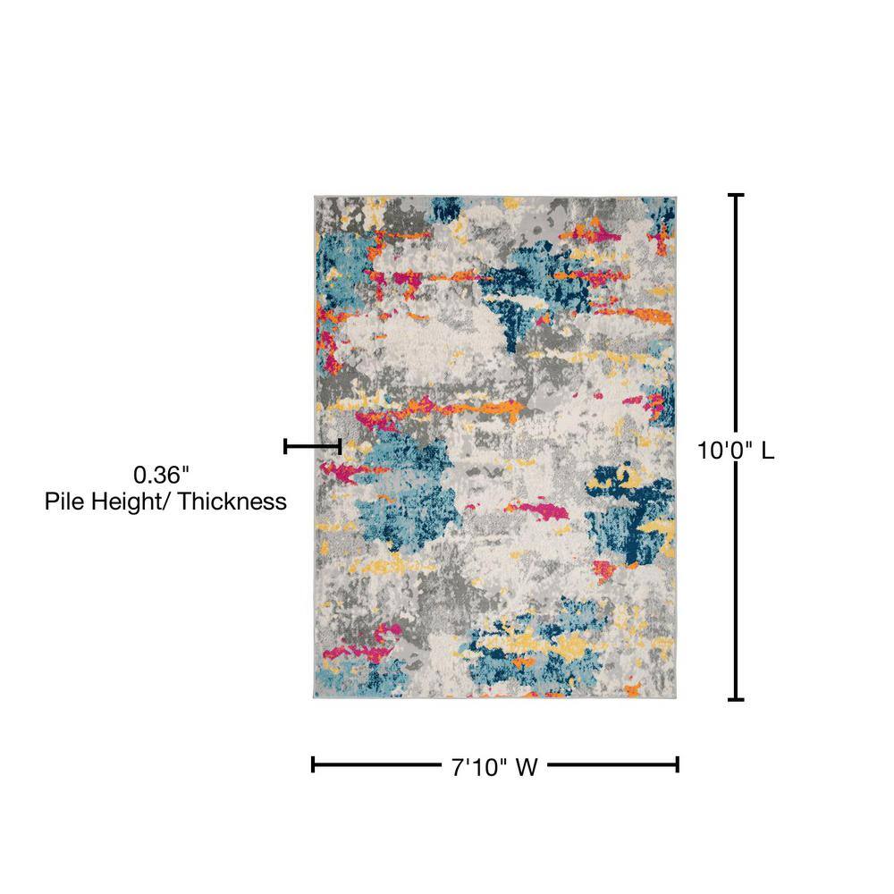 Brooklyn Multi-Color Abstract Pattern Synthetic 8 x 10 Area Rug