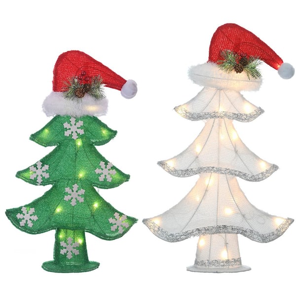 National Tree Company Pre-Lit Green and White Christmas Tree Assortment
