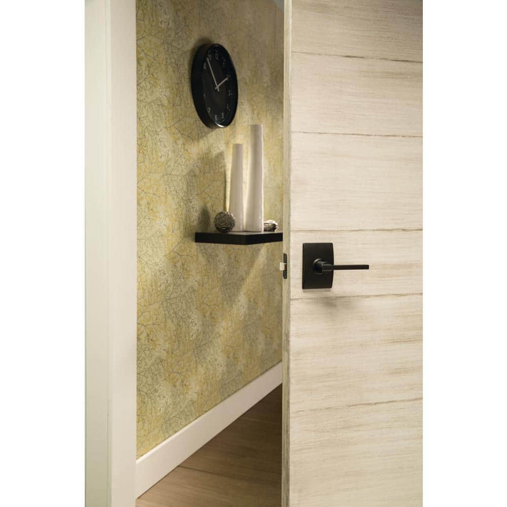 Matte Black Latitude Passage Door Lever with Century Trim