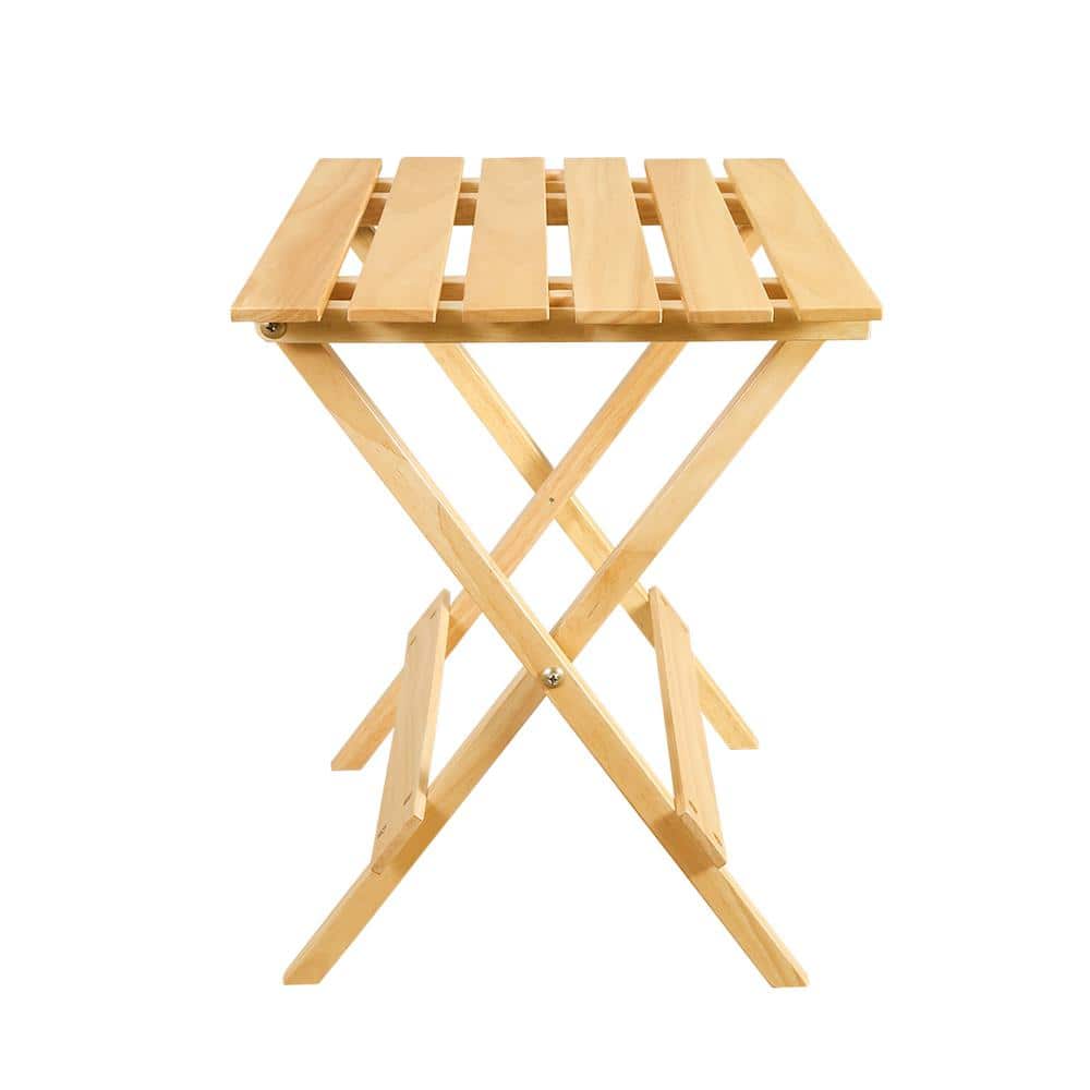 Natural Pine Solid Wood Folding End Table Set