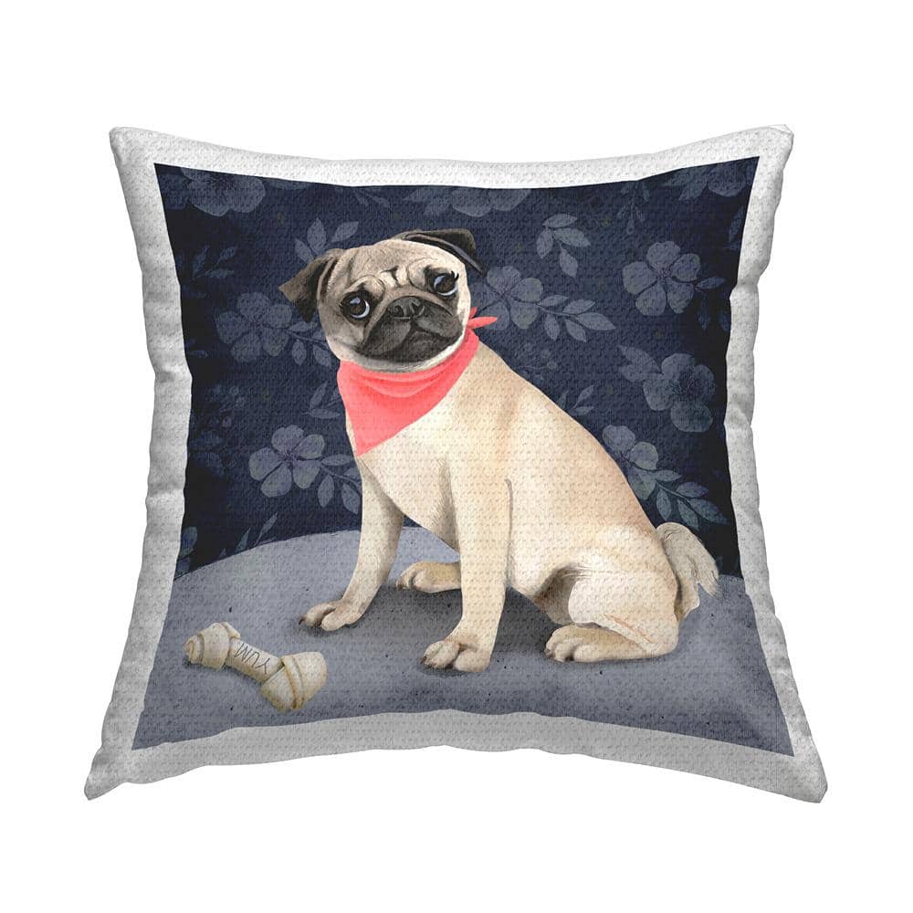 Pug and Bone on Floral Pattern Blue Square Outdoor Throw Pillow price history on PriceWatchPro
