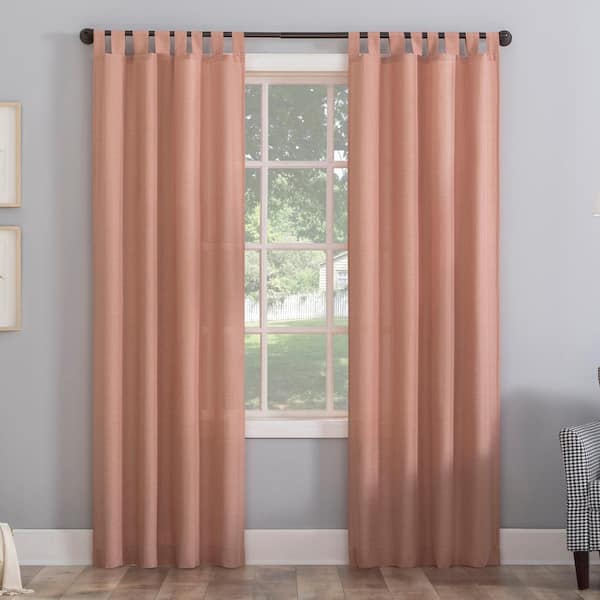 Sun Zero Jacob Heathered Texture Rosewater Pink Polyester 40 in. W x 63 in. L Tab Top Light Filtering Curtain (Single Panel)