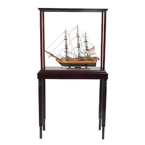 Wood Hand Painted 1797 USS Constitution Boat Display Case Decorative Sculpture